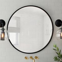 Round Hanging Wall Mirror - Black / 60cm