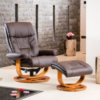 Barriston Swivel Recliner and Footstool - Brown