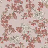 Cherry Blossom Floral Vinyl Wallpaper - Grey