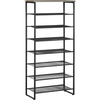 8-Tier Industrial Vertical Shoe Rack With Mesh Shelves - Grey