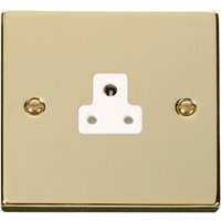 Polished Brass 1 Gang 2A Round Pin Socket - White