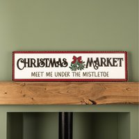 Wooden Christmas Market Hanging Sign - White