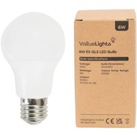 3 Pack E27 White Thermal Plastic GLS LED 6W Cool White 6500K 500lm Light Bulb - White