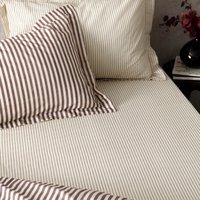 Hebden Melange Stripe Fitted Sheet - Beetroot / Superking