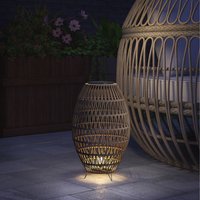 Outsunny Rattan Solar Lamp Auto Garden Lantern - Brown