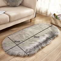 Livingandhome Grey Oval Shaggy Area Rug - Grey / 90cm