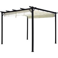 Outdoor Retractable Steel Pergola with Canopy Cover - Black