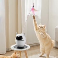 Rechargeable Remote-Controlled Laser Cat Toy with Auto Mode - White