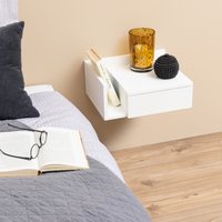 Ashlan Square Wall Mounted Bedside Table - White