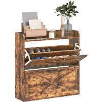 2 Drawer Hallway Shoe Storage Cabinet With Storage Shelf Rustic - Rustic Brown
