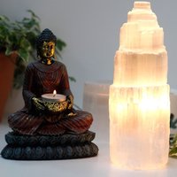 Natural Selenite Tower Lamp Cleansing Healing Peaceful Light - White / 2.62kg