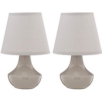 Globo Set of Two Grey Ceramic Table Lamps - Grey
