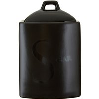 Black Text Stoneware Sugar Canister - Black