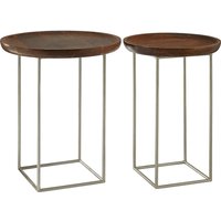 Crest Set of 2 Iron Base And Wood Top Side Tables - Silver