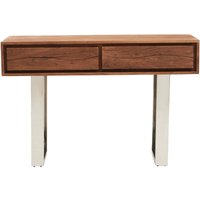 Simla Acacia Wood Two Drawer Console Table - Silver