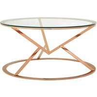 Allure Corseted Round Rose Gold Coffee Table - Gold
