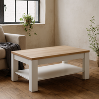 Bramblecroft Coffee Table Larch Base Natural Top - White