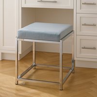 Allure Powder Blue Velvet And Silver Stool - Blue