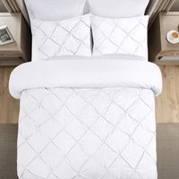 Elegant Pintuck Duvet Cover Set - White / Single