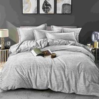 Grey Marl Printed Duvet Set - Grey / 135cm