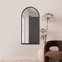 MirrorOutlet Arcus - Black Metal Framed Arched Wall Mirror 120CM X 60CM - Black