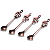 Stainless Steel Treble Clef Spoons - Rose / 4