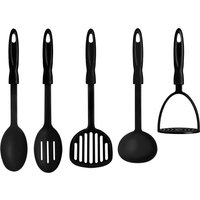Tyri 5 Piece Black Nylon Kitchen Tool Set - Black