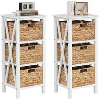 2Pcs Nightstand Sofa Side Table - White
