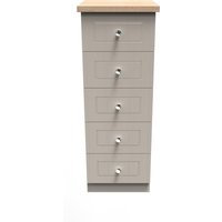 Vienna Ready Assembled 5 Drawer Bedside Cabinet - Kashmir Ash & Bardolino Oak