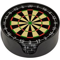 Set of 6 Dart Board Inspired Coasters - Black and Yellow