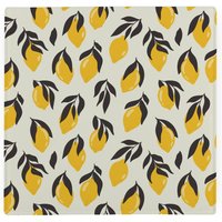 Poster Lemons Large Square Worktop Protector - Smooth Glass Chopping Board - Yellow