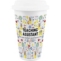 Novelty Teaching Assistant Ceramic Travel Mug - Reusable Drinks Cup Gift - White