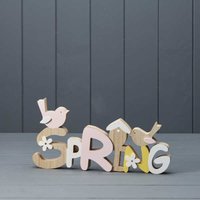Multicolour Wooden 'Spring' Word Block Wording Decoration - Multi