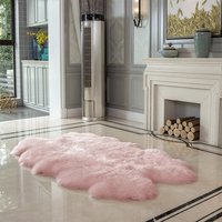 Livingandhome Irregular Shaped Shaggy Area Rug - Pink