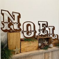 Noel Sign , Christmas Display , Mantle Decoration , Feature , 12" Tall Carnival - Rusty