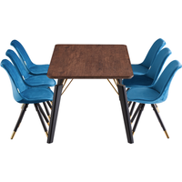 Sofia Cosmo LUX Dining Set with a Modern Table and Chairs Set of 6 - Blue