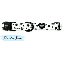 Pretty Pup London Dalmatian Print Dog Collar - Blue - Powder Blue / Medium
