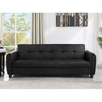 Humza Amani, Sofa Bed with Hidden Storage PU Leather (Black) Zinc 3STR - black Humza Amani, Sofa Bed with Hidden Storage PU Leather (Black) Zinc 3STR - black
