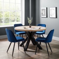 Berwick Round Table and 4 Burgess Chairs Set - Blue