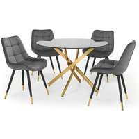 Monero Round Table and Hadid Chairs Set - Grey