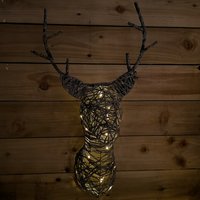 Warm LED Christmas Stag Wall Hanging Xmas Decoration - Brown