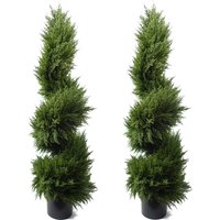 Pair of Spiral Cypress Artificial Tree UV Resistant Outdoor - UV Cedar Spiral