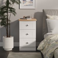 Sussex Fully Assembled 3 Drawer Bedside Cabinet - White Ash & Bardolino Oak