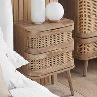 Rattan Bedside Cabinet 2 Drawer Birlea Sark Nightstand Side Table - Rattan