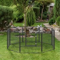 8 Panels Heavy Duty Puppy Play Pen, for Large, Medium Pets - Black / 80cm