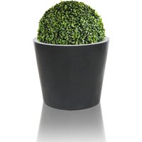 Black Polystone Round Patio Planter - Black / 306l