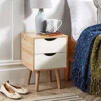 Home Source Boden 2 Drawer Bedside Table Bedroom Storage Unit - Neutral