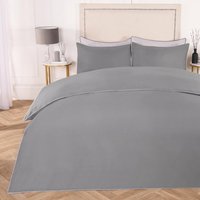 Piped Edge Duvet Cover Set - Grey / Double