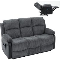 Corduroy Massage Reclining Sofa Suite - Grey / 3