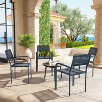 Outsunny Garden Chairs Set of 4 Stackable Rattan Effect - Dark Grey